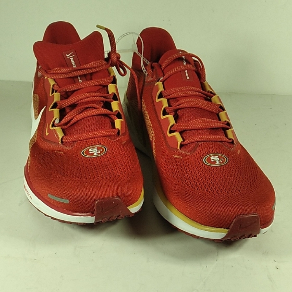 New, Nike Red and Gold Sans Francisco 49ers Size12 Men Air Zoom Sneakers.
